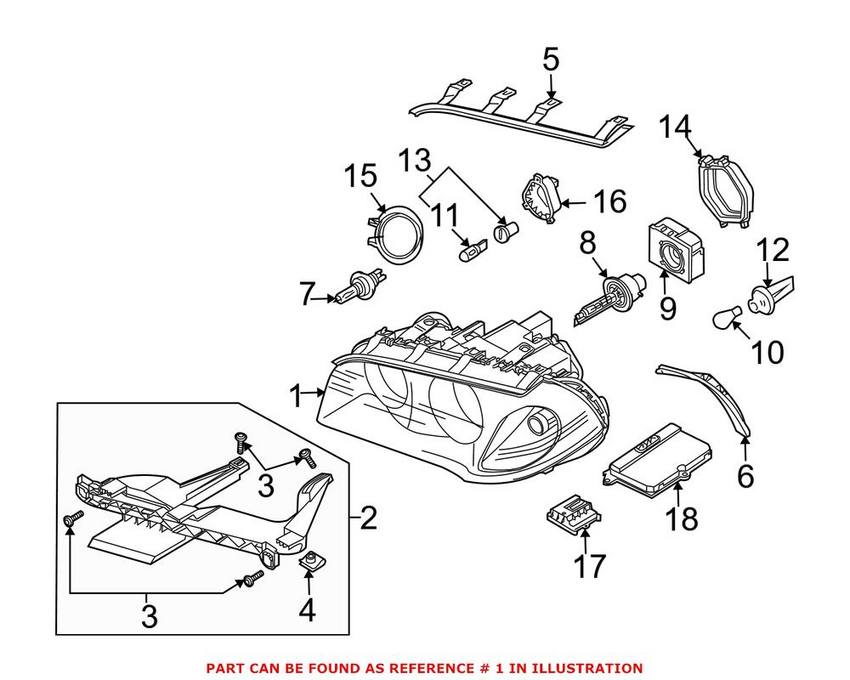 BMW Headlight Assembly - Passenger Side (Xenon) (Adaptive) 63123456046